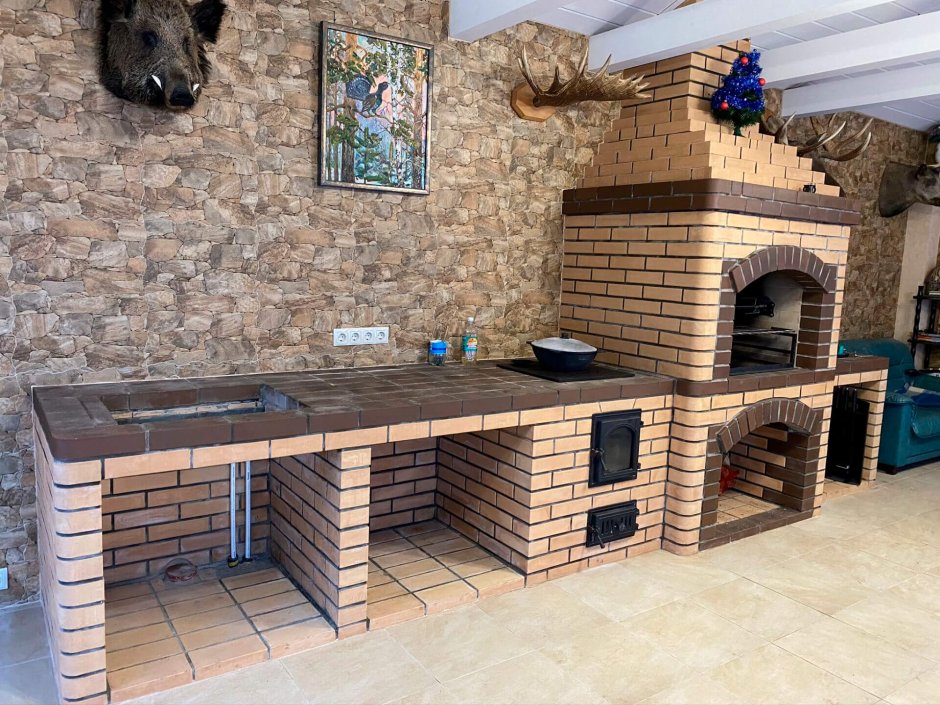 Порядовка печного комплекса барбекю казан и тандыр