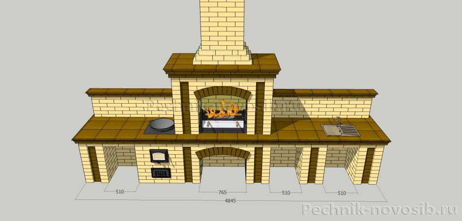 Комплекс мангал, казан, коптильня порядовка