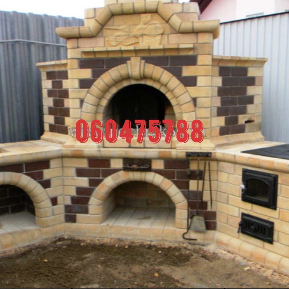 Мангальная зона из кирпича с казаном