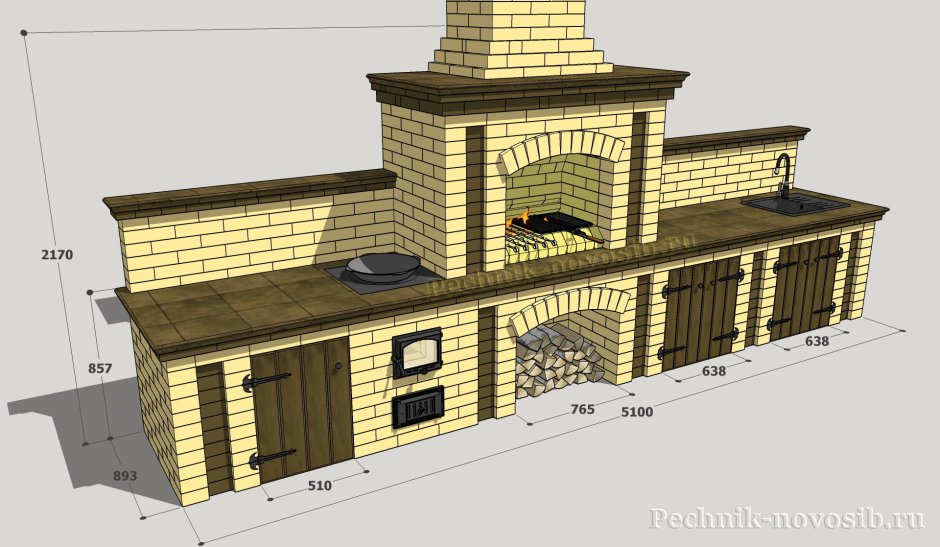 Небольшой кирпичный мангал