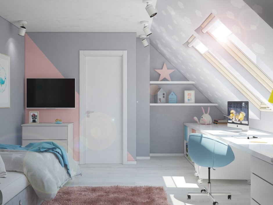 Детская для мальчика мансардного типа