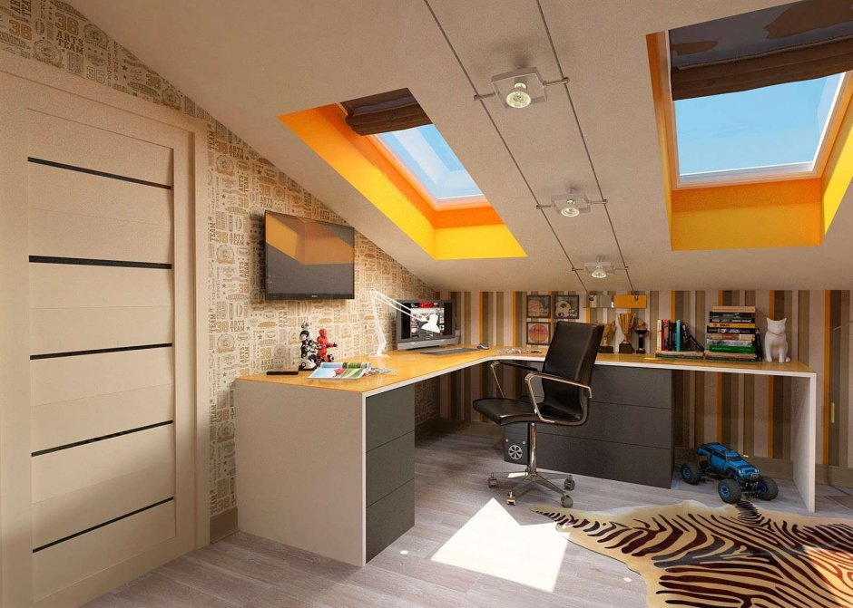 Комната подростка на мансардном этаже
