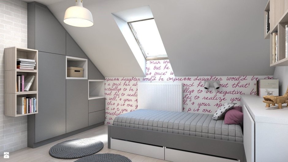Комната на мансарде для подростка