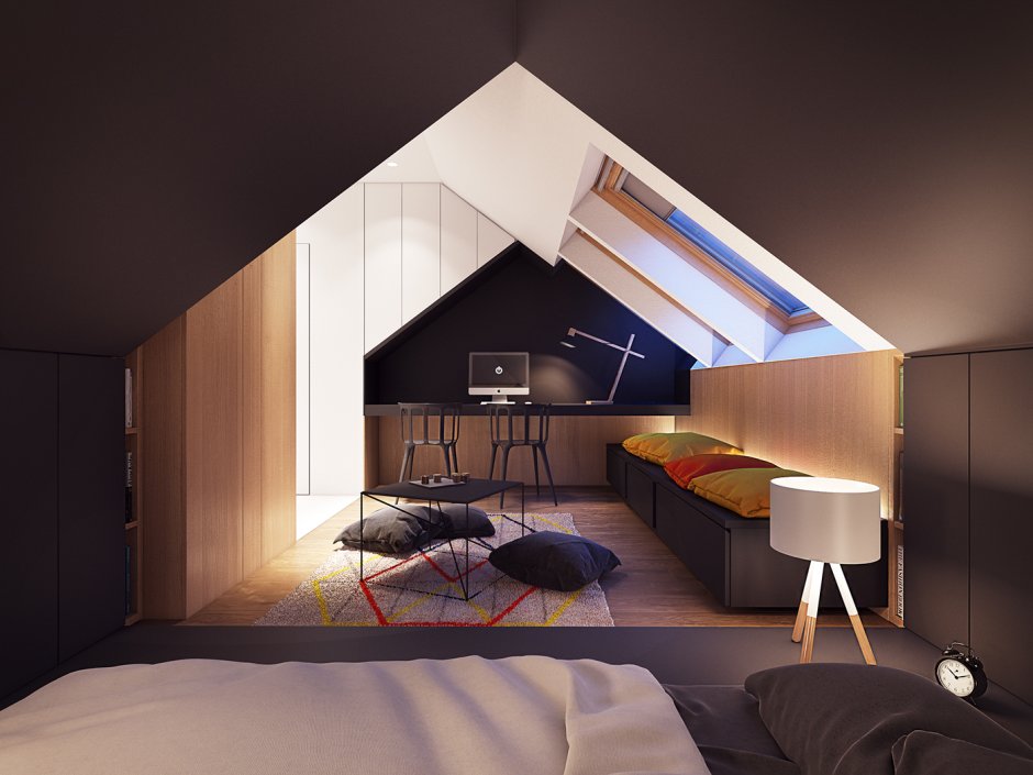 Освещение в комнате мансардного типа