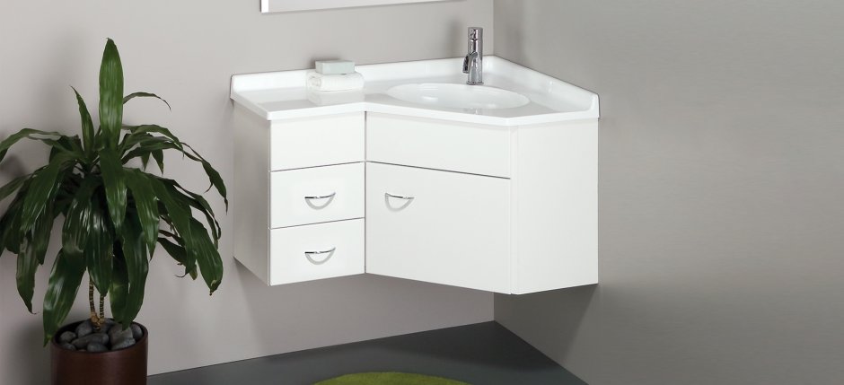 Тумба с раковиной угловая подвесная