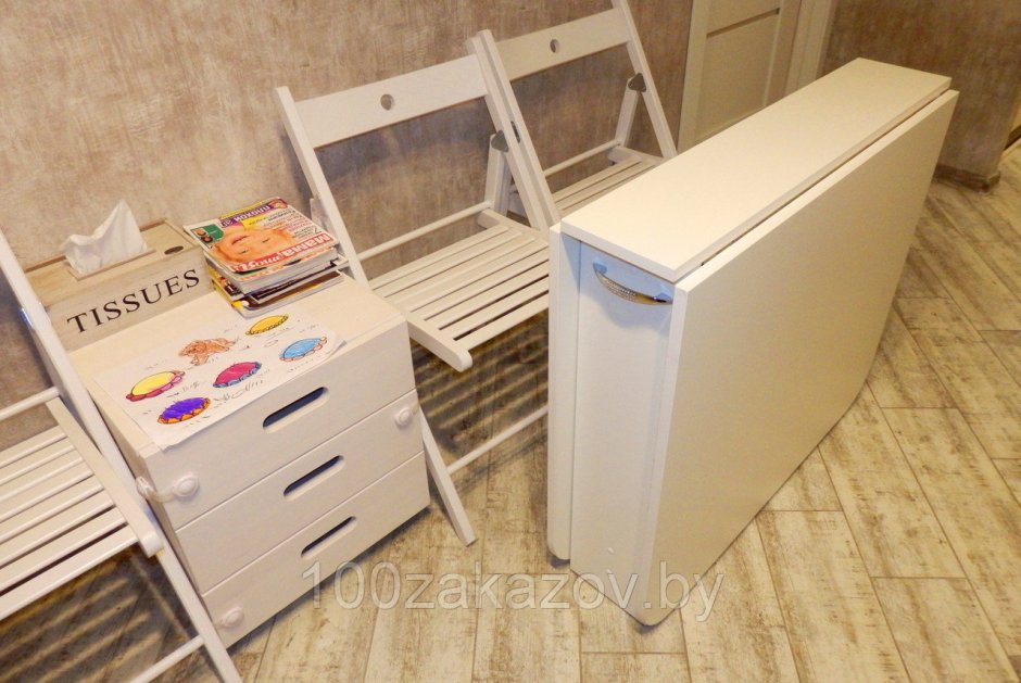 Стол книжка с ящиками белый