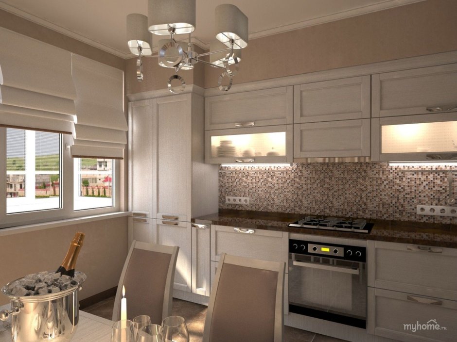 Подсветка потолка на кухне