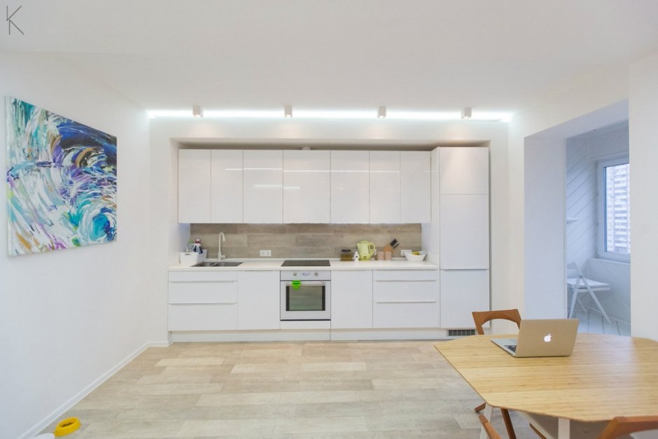 Кухня в серо пудровых тонах