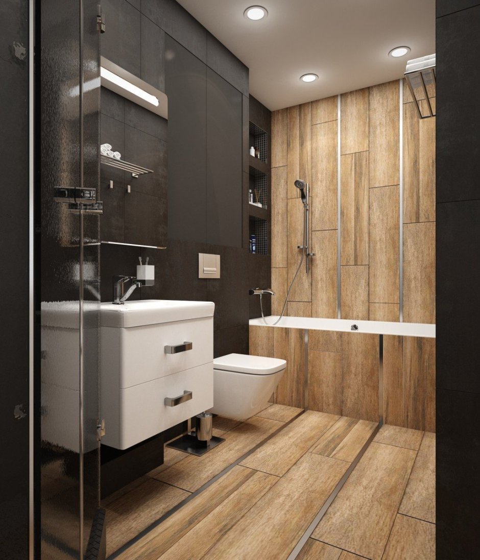 Санузел в стиле лофт 4м2