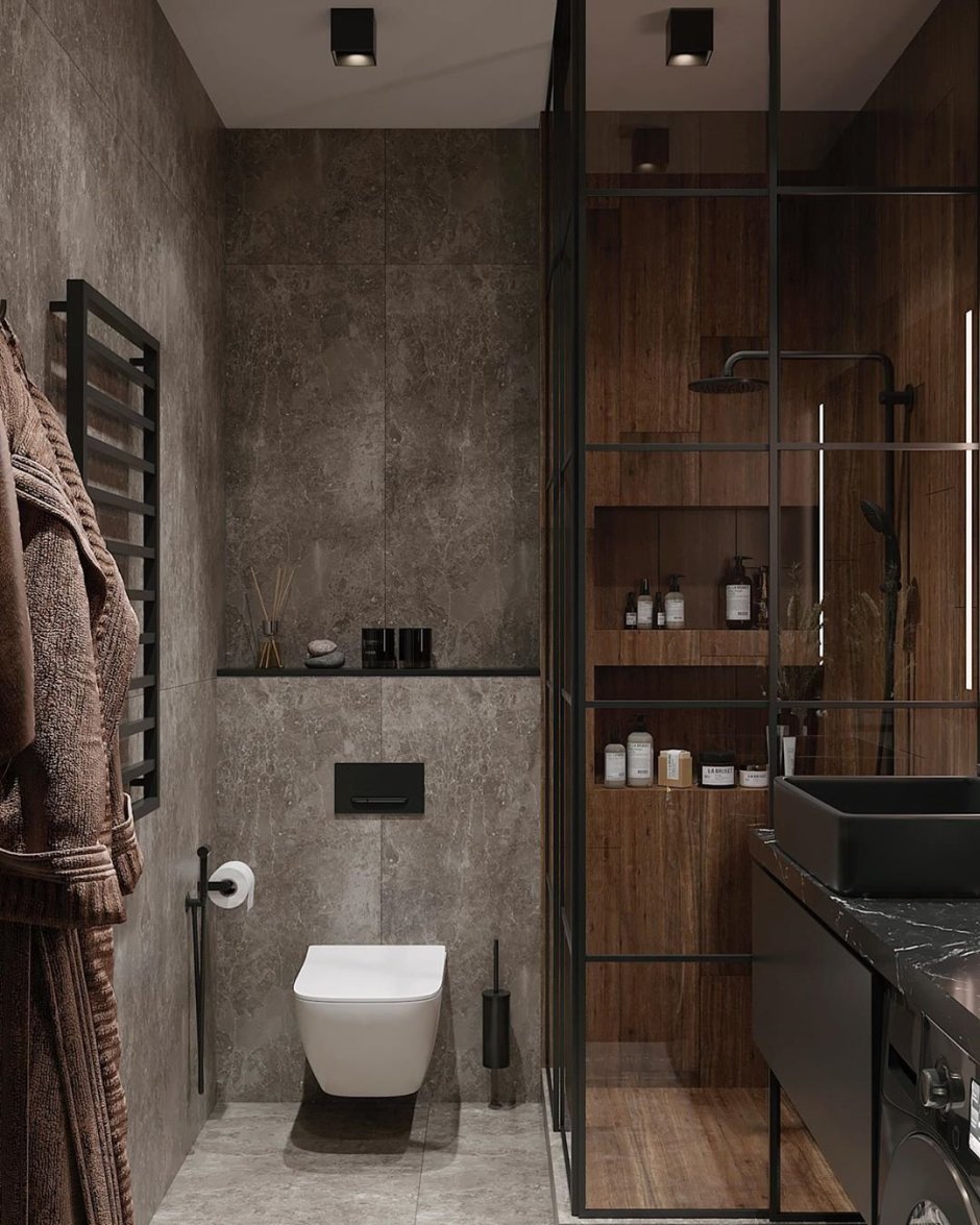 Ванная комната в темных тонах