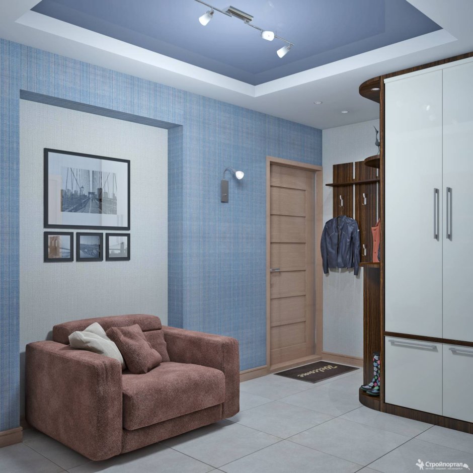 Маленькая прихожая голубая