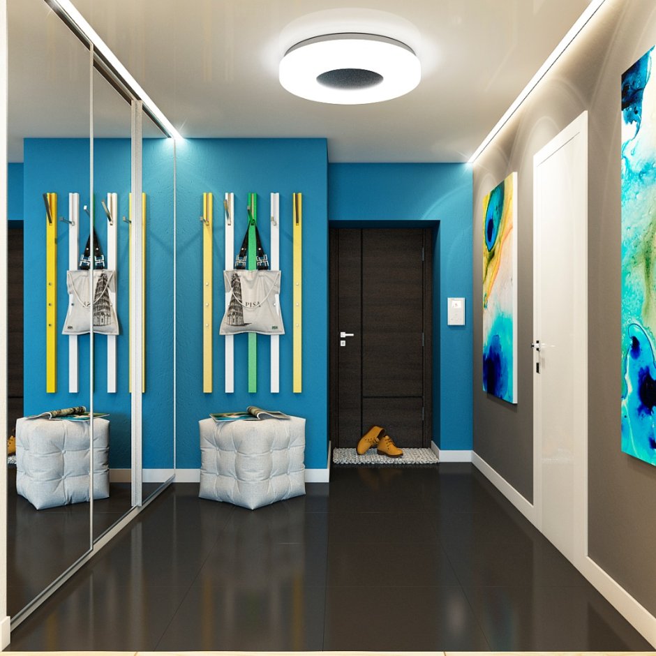 Прихожая в голубых тонах