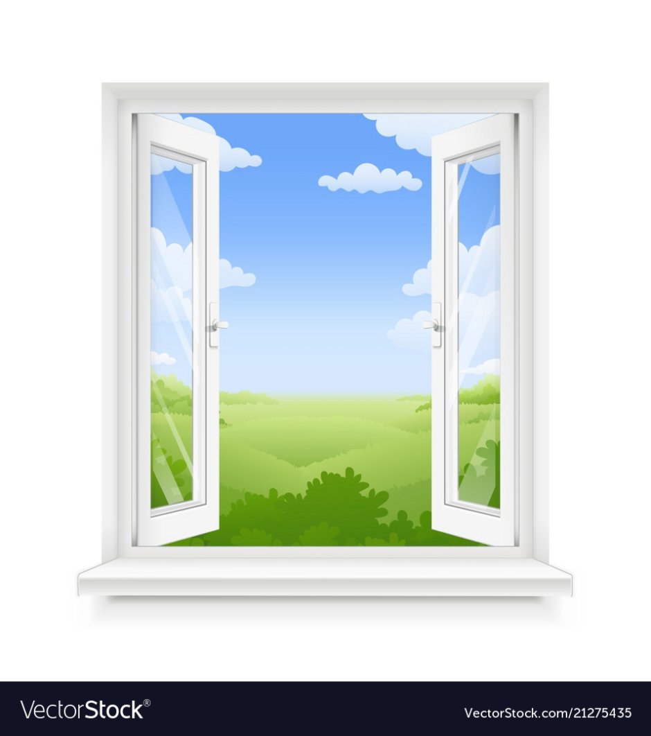 Открытое окно с подоконником