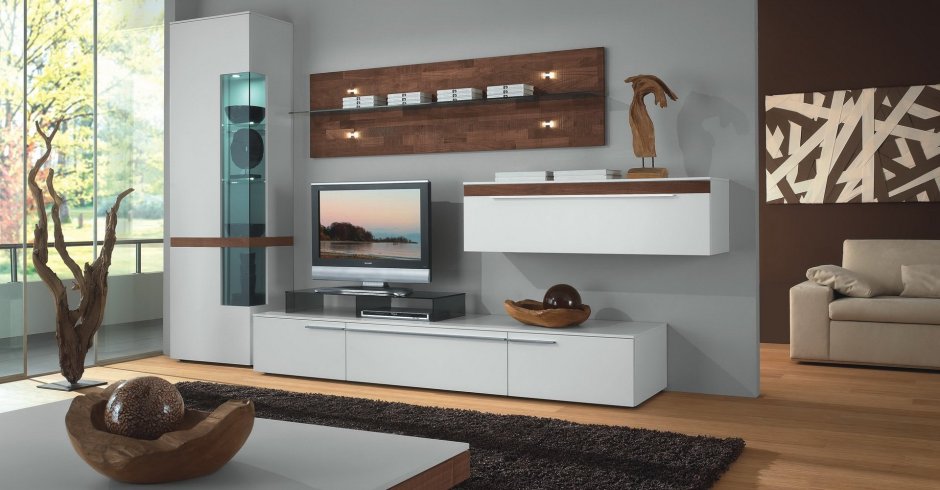 Гостиная из дерева в современном стиле