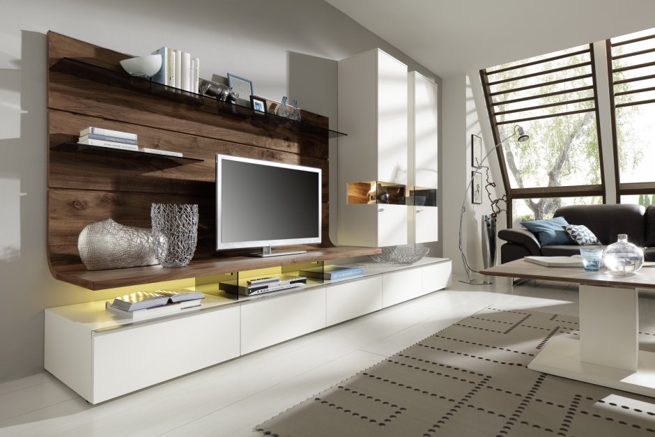 Гостиная из дерева в современном стиле