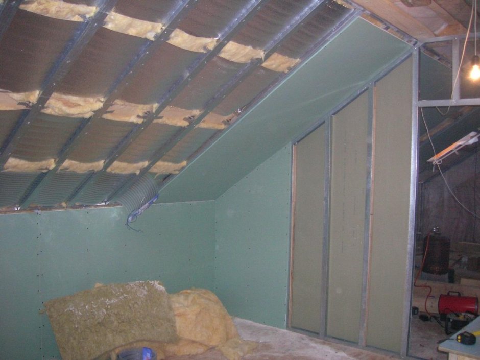 Обшивка мансарды гипсокартоном