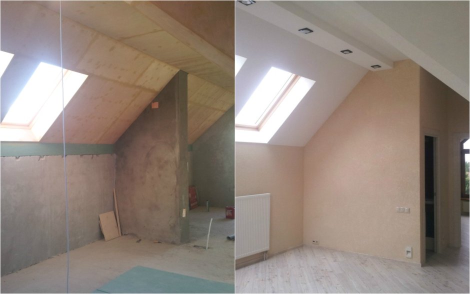 Штукатурка стен на мансарде