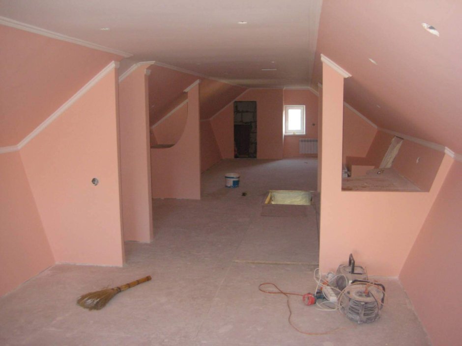 Отделка мансарды гипсокартоном