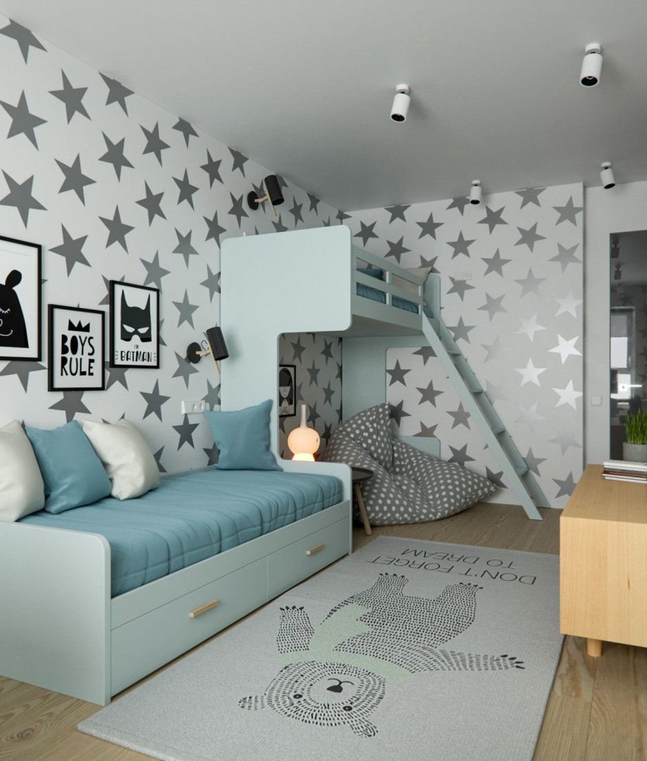 Голубой в интерьере детской