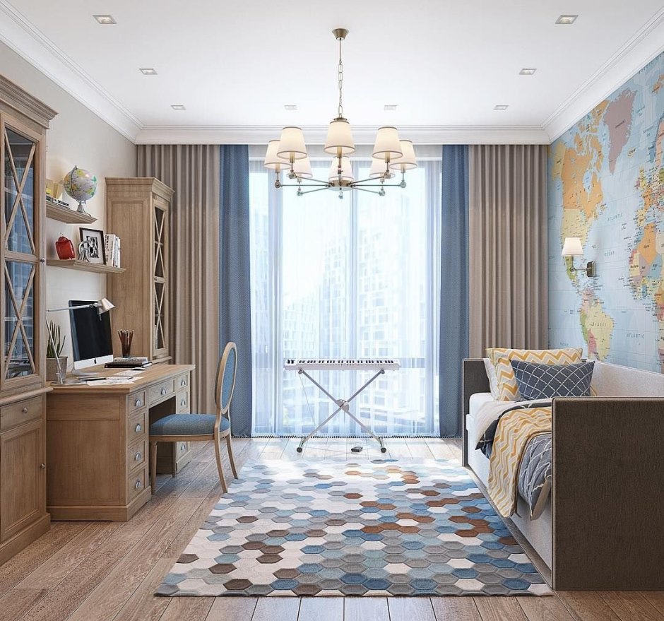 Голубые стены в детской