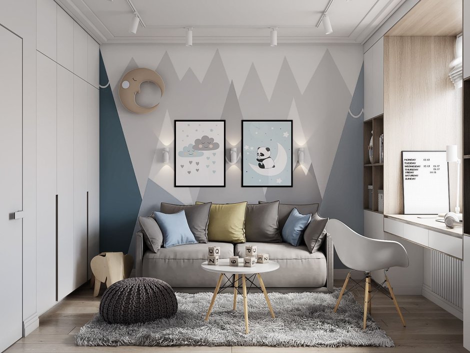 Комната для девочки в голубых тонах