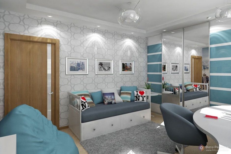 Детская в сине бежевых тонах