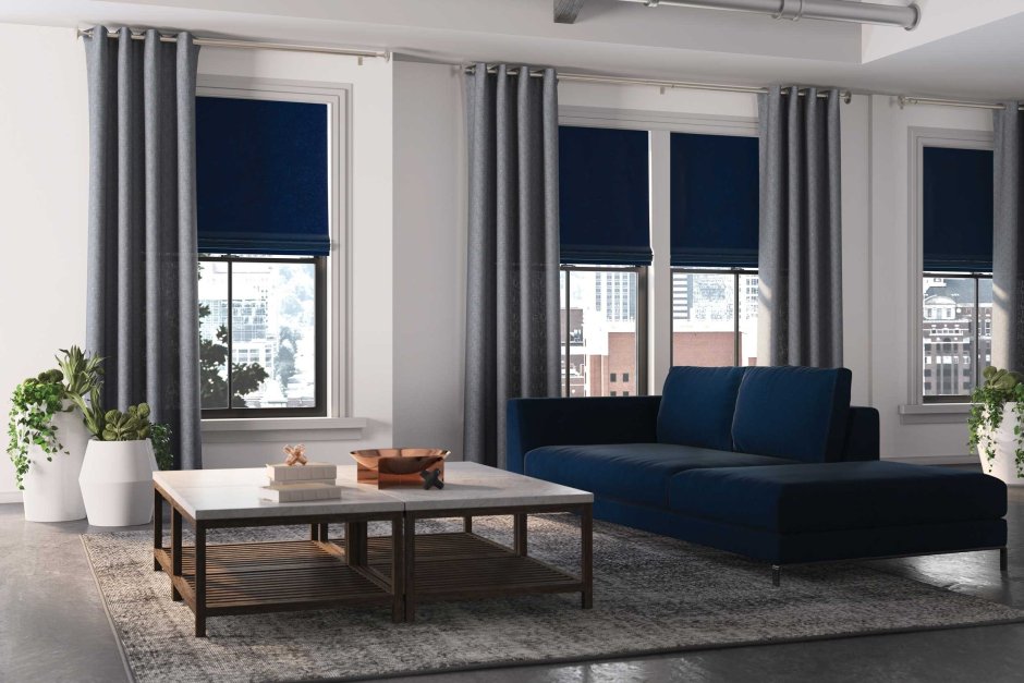 Синие шторы