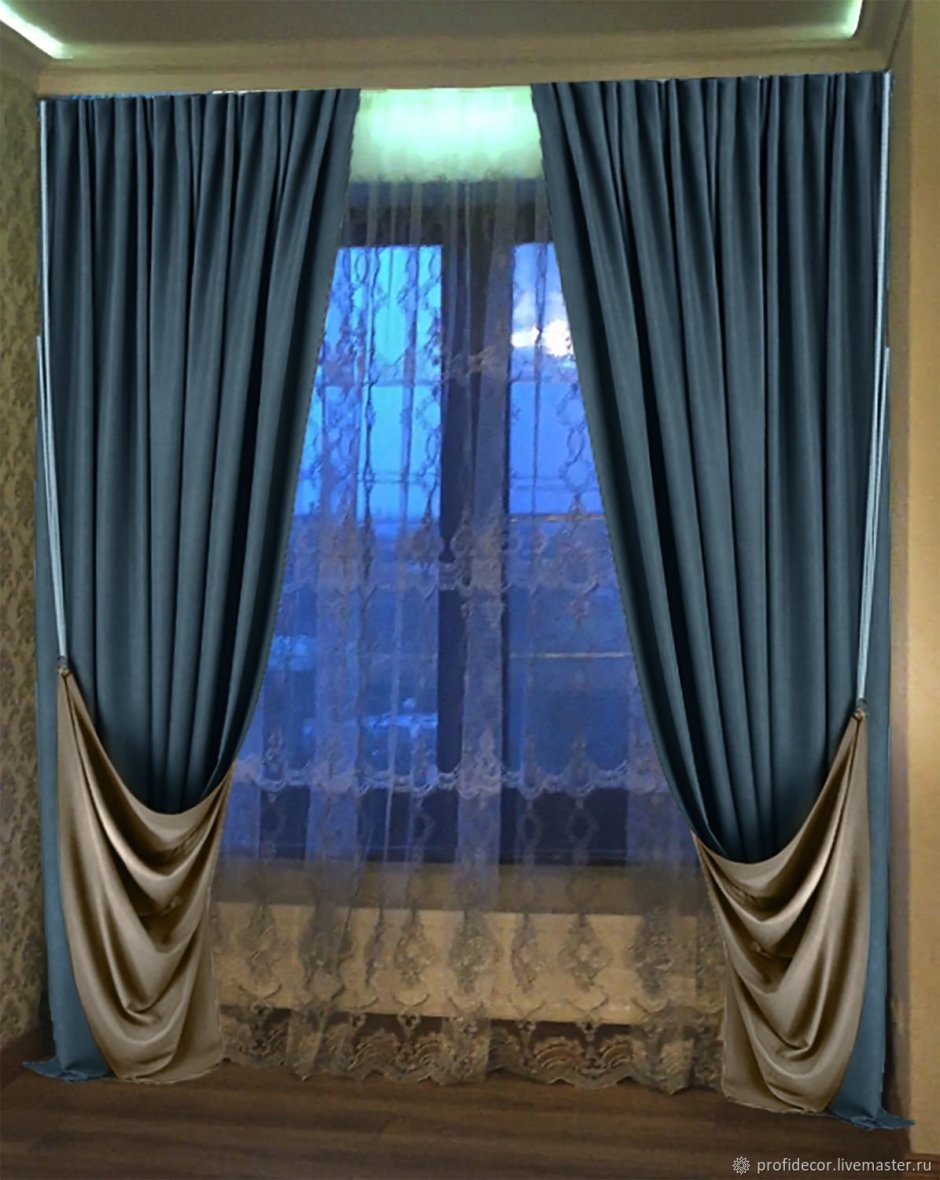 Синие шторы в интерьере