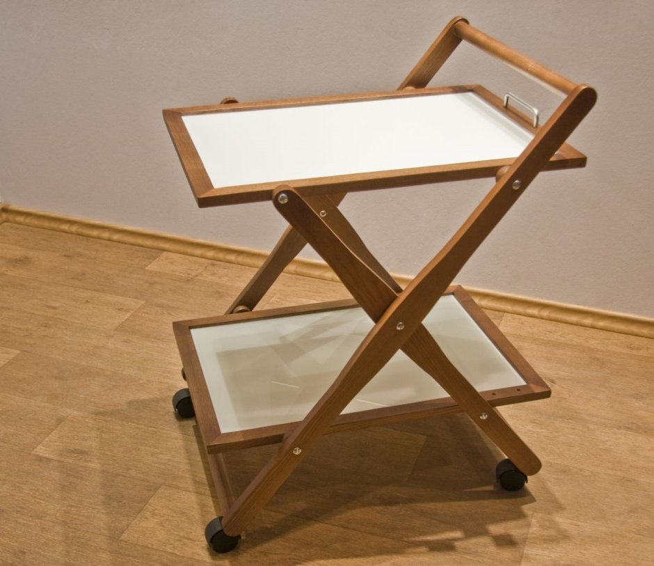 Сервировочный столик складной деревянный