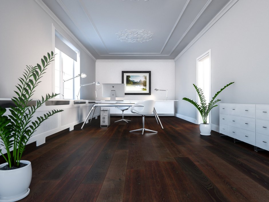 Темный паркет в интерьере