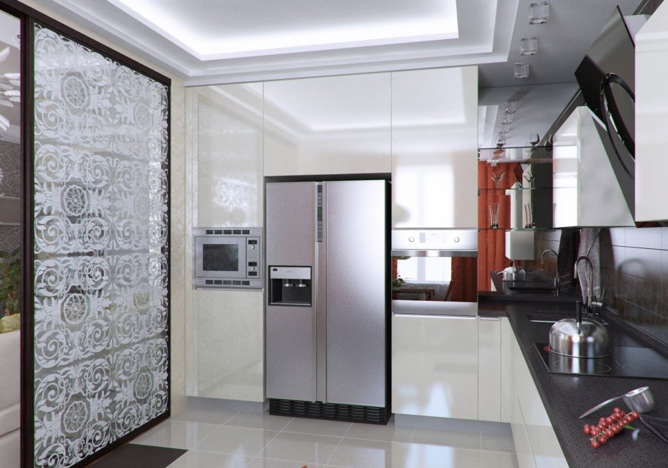 Кухонный гарнитур с раздвижными дверями