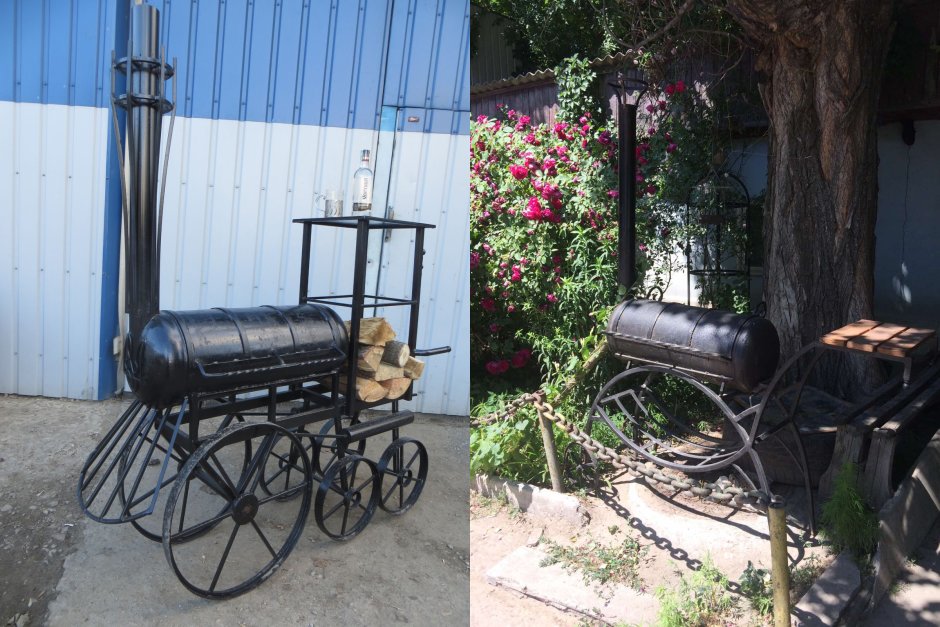 Украшения кованые на мангал из газового баллона