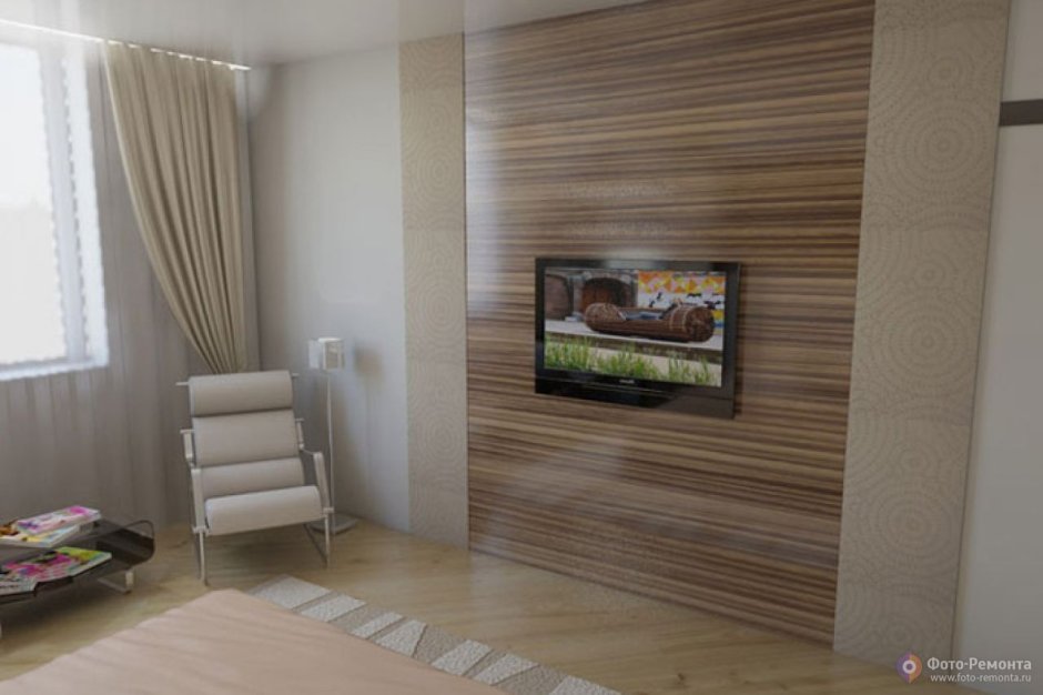 Сочетание МДФ панелей и обоев