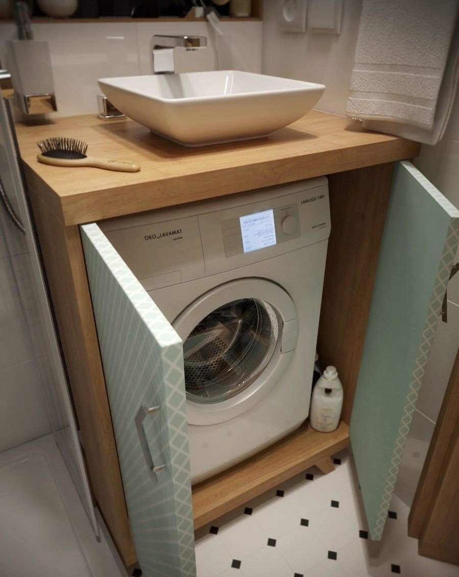 Встраиваемая стиральная машина под раковину в ванной