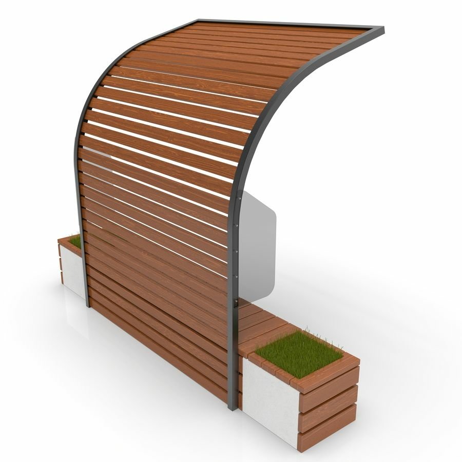 Скамейка с навесом «волна Вуд»