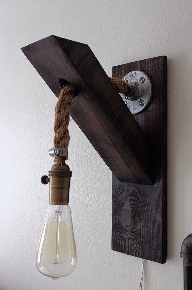 Светильник в стиле лофт из дерева