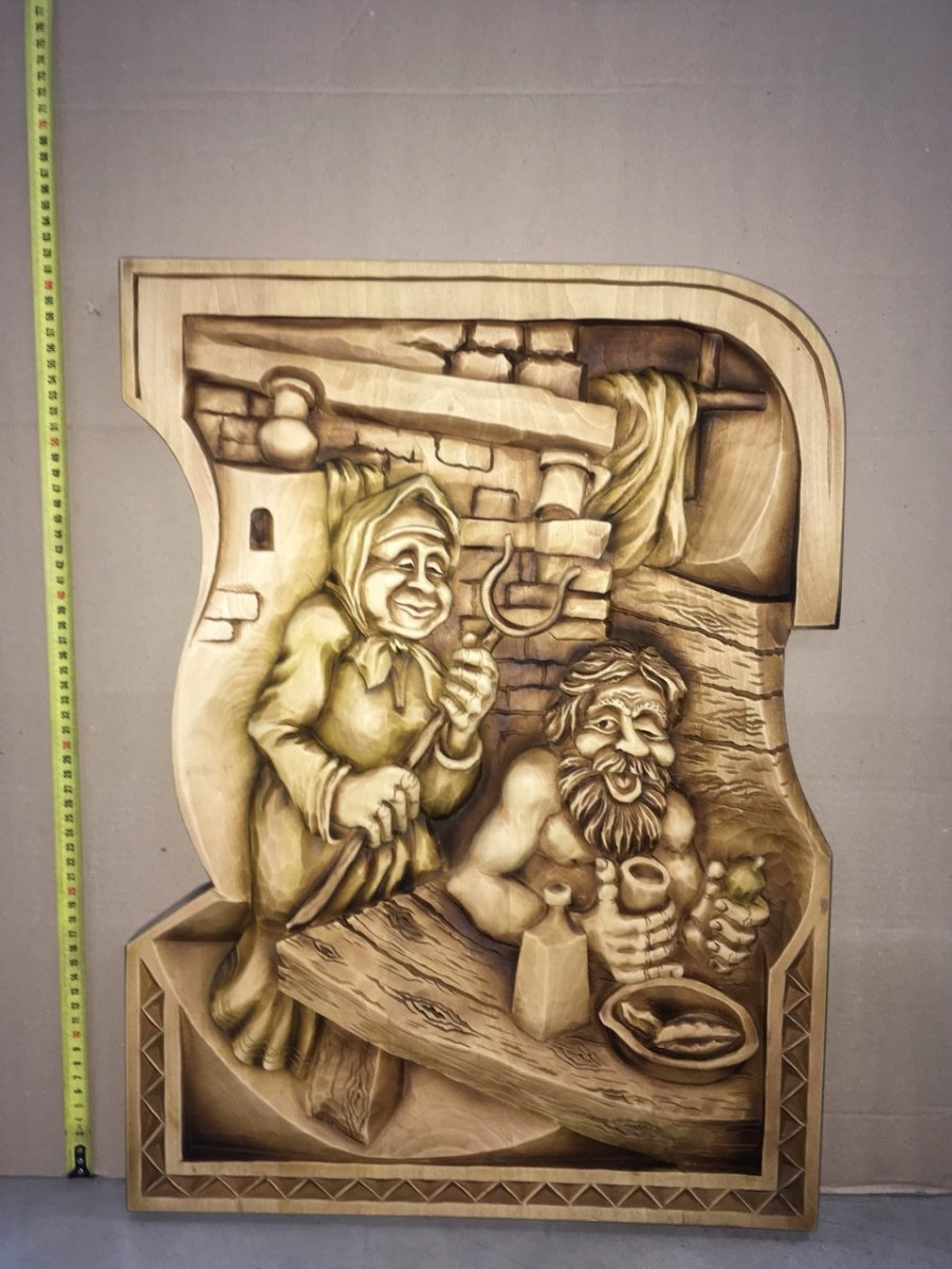 Резьба по дереву доска (банька у Николая)