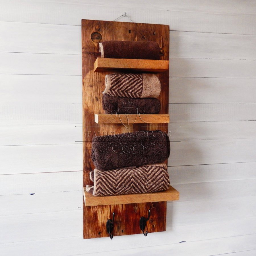 Деревянная полка для ванной