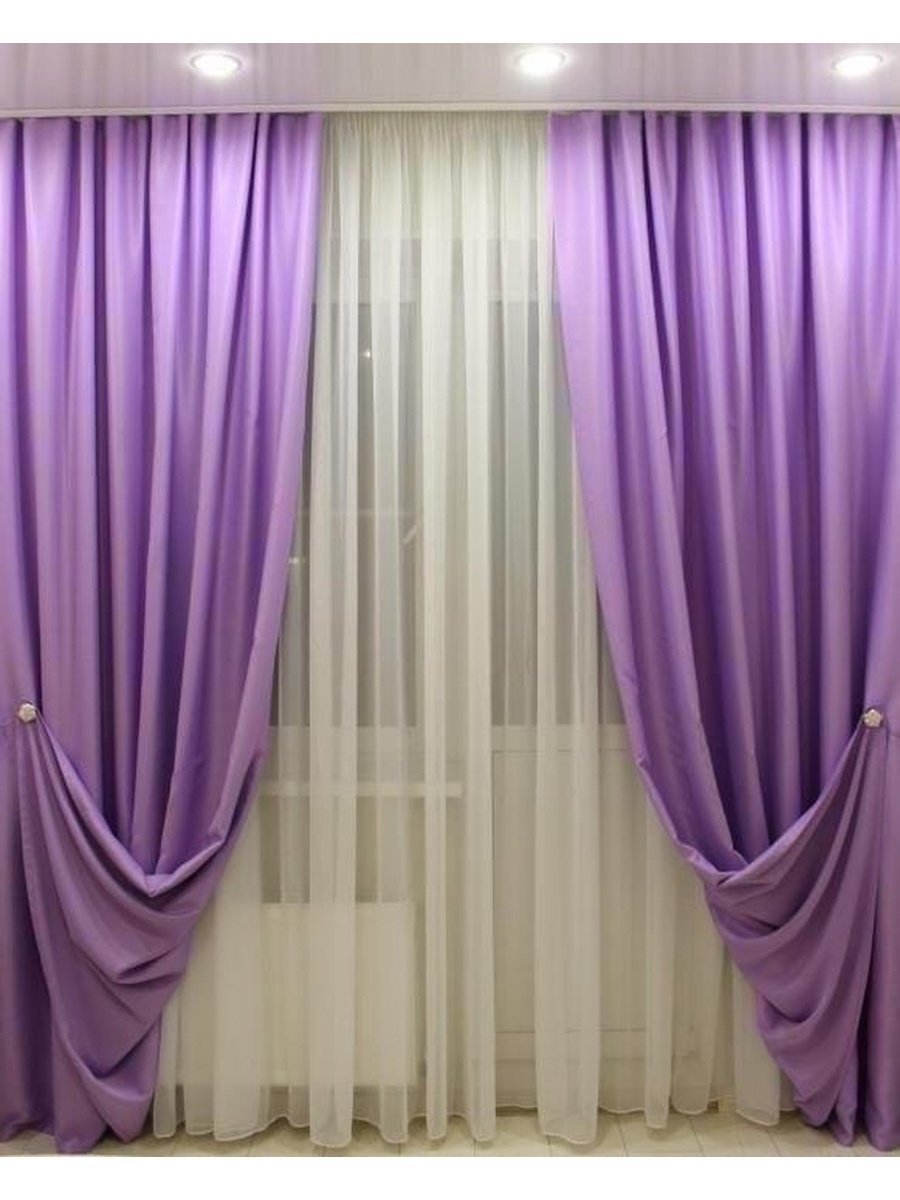 Сиреневая тюль в спальню