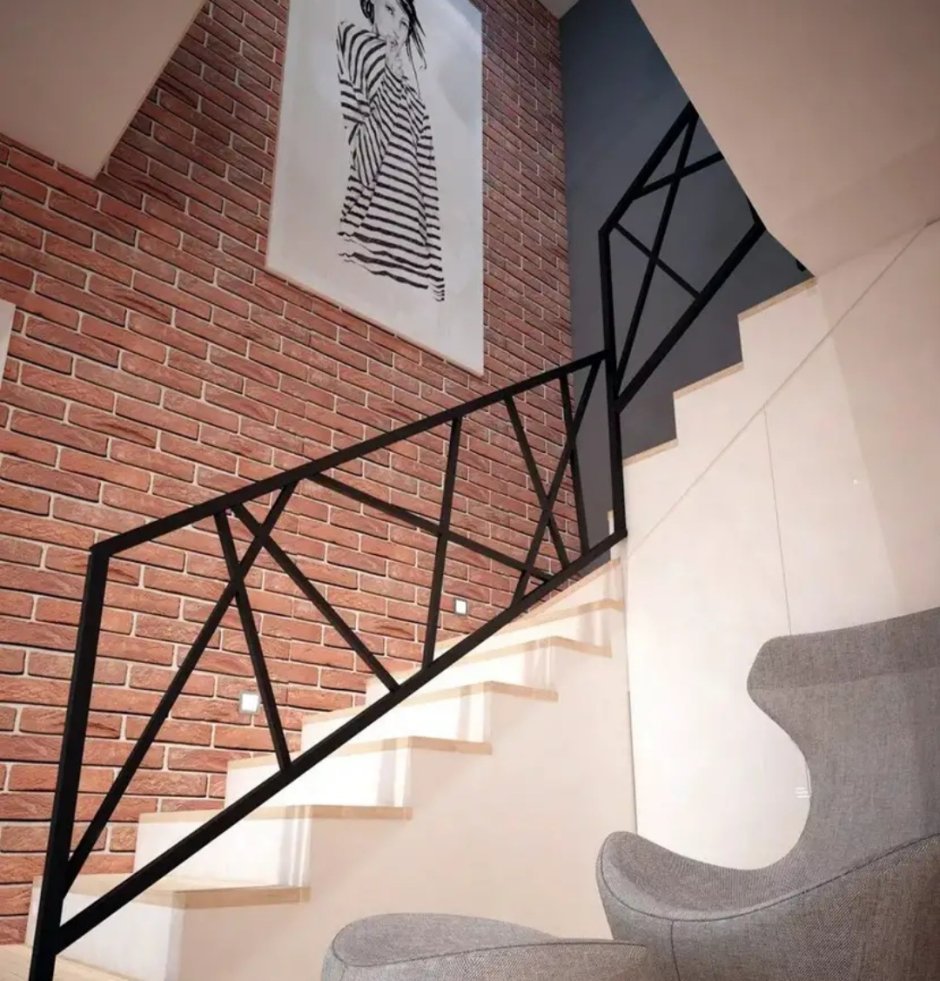 Железные перила на лестницу в стиле лофт