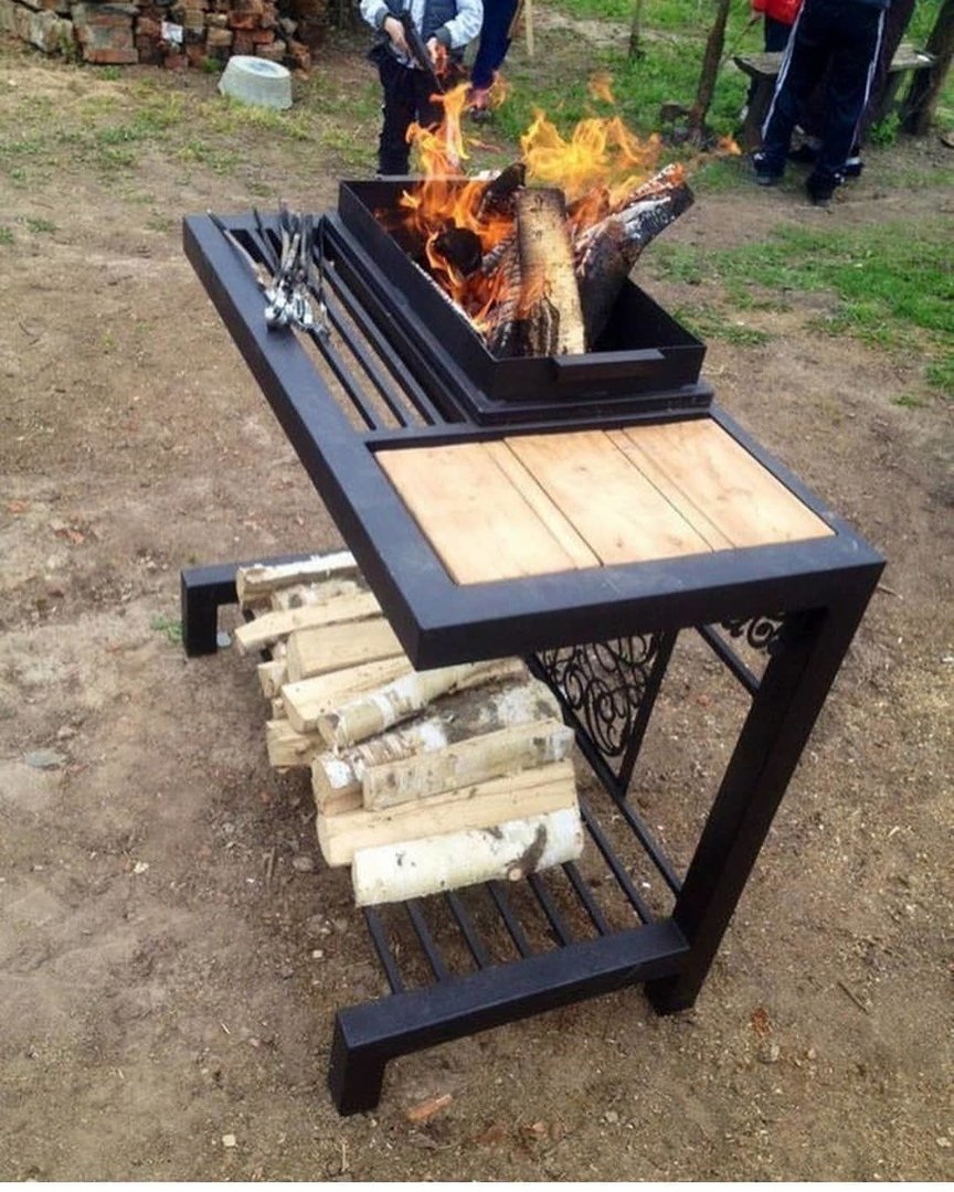 Бездымный барбекю встроенный в стол