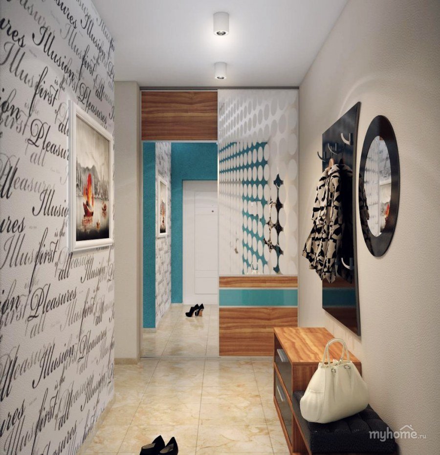 Бирюзовые стены в коридоре