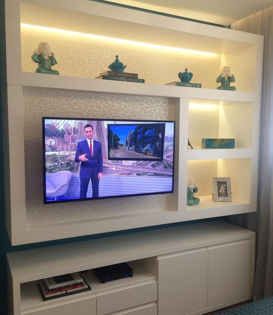 Полка из гипсокартона для телевизора