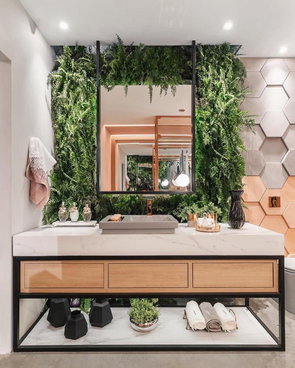 Душевая и ванная в тропическом стиле