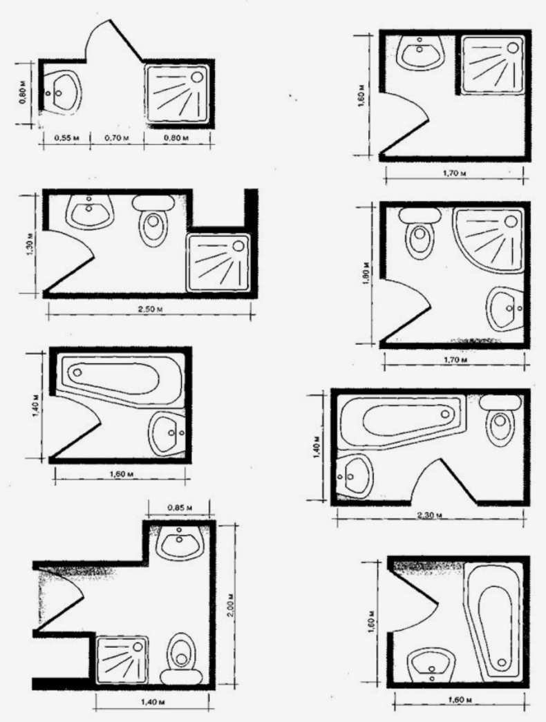 Санузел с душевой 2х2 чертеж