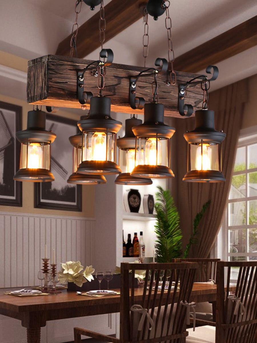 Светильник в стиле лофт из дерева