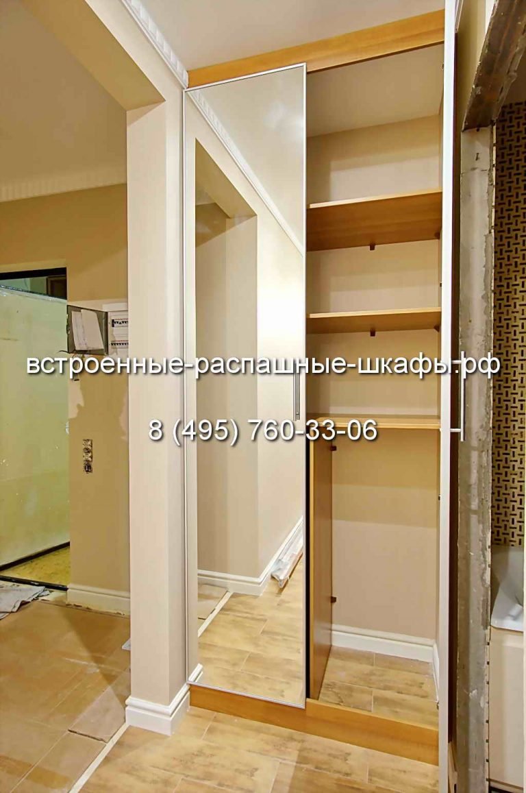 Шкаф в нишу с распашными дверями без боковых стенок