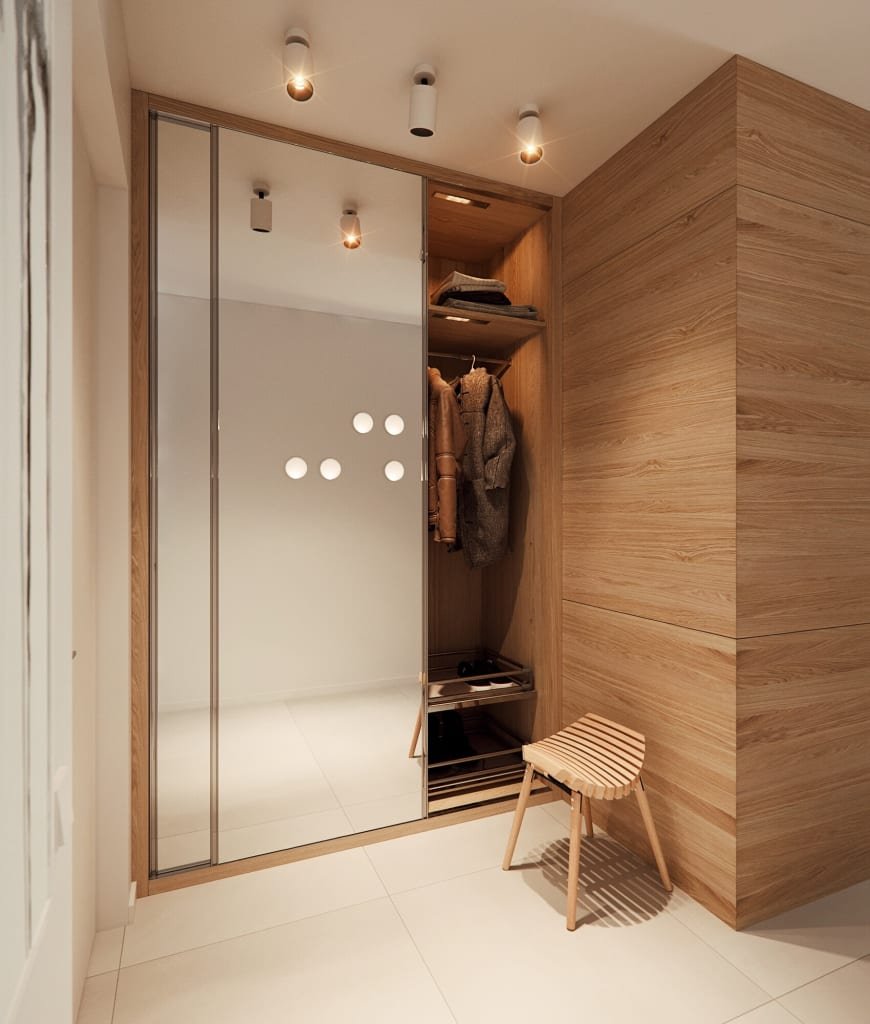 Прихожая в современном стиле с гардеробной