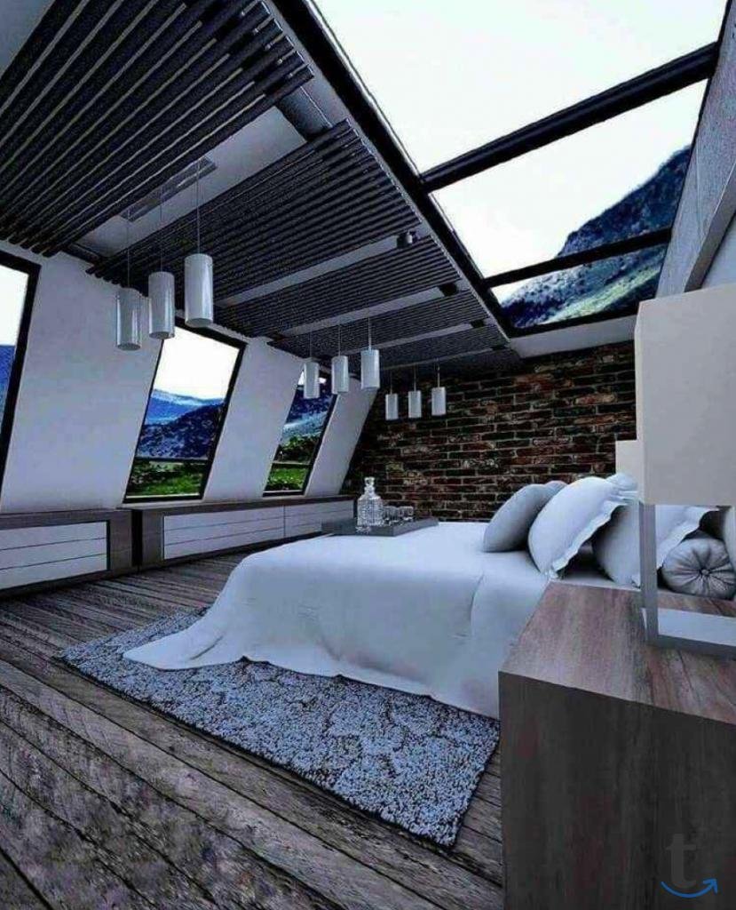 Спальня со стеклянной крышей