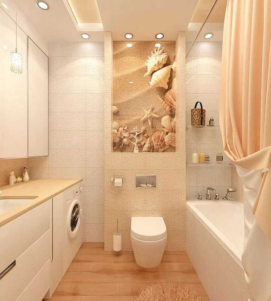 Бежевая ванная комната глянцевая